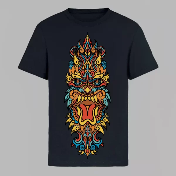 t-shirt in black colour with a unique print of the spirit of nepal