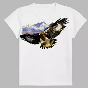 a white t-shirt with a print of the golden eagle