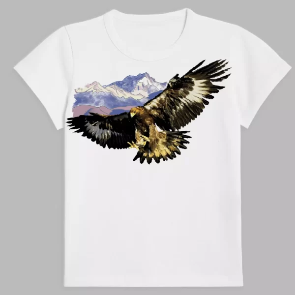 t-shirt in white colour with a print of golden eagle
