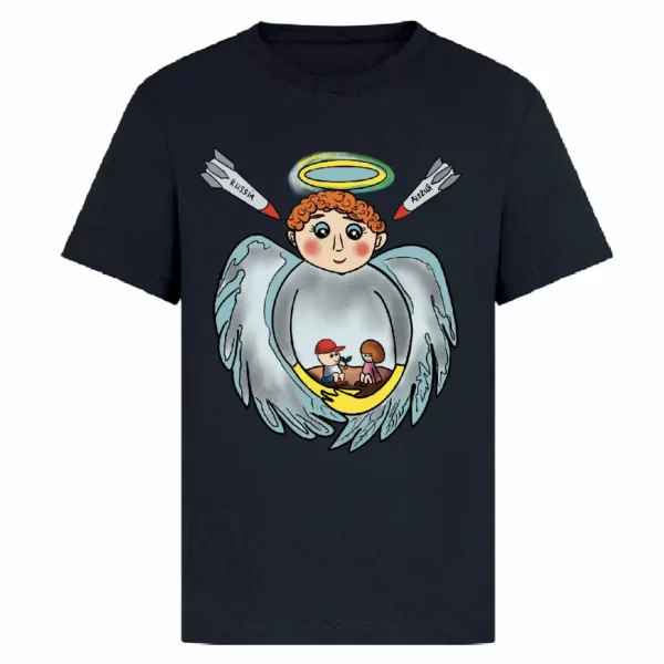 t-shirt in black colour with a print of your guardian angel