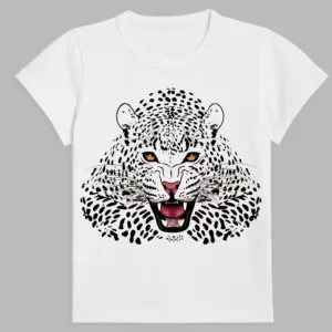 white t-shirt with a jaguar print