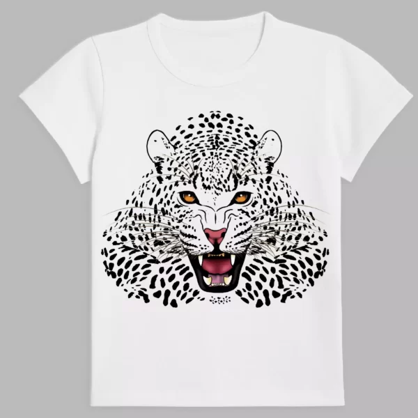 t-shirt in white colour with a print of jaguar
