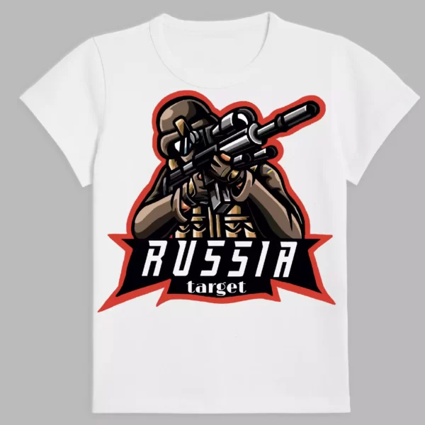 white t-shirt with a sniper print