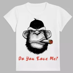 t- shirt in white colour with a print of gorilla smoking a cigar