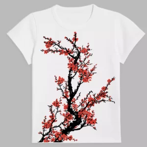 a white t-shirt with a print of the tree of life