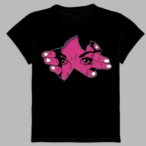 a black t-shirt with a print of the sight