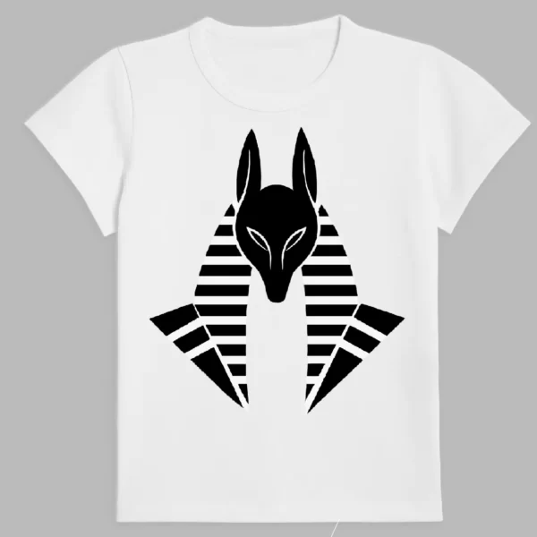 t-shirt in white colour with a print of anubis