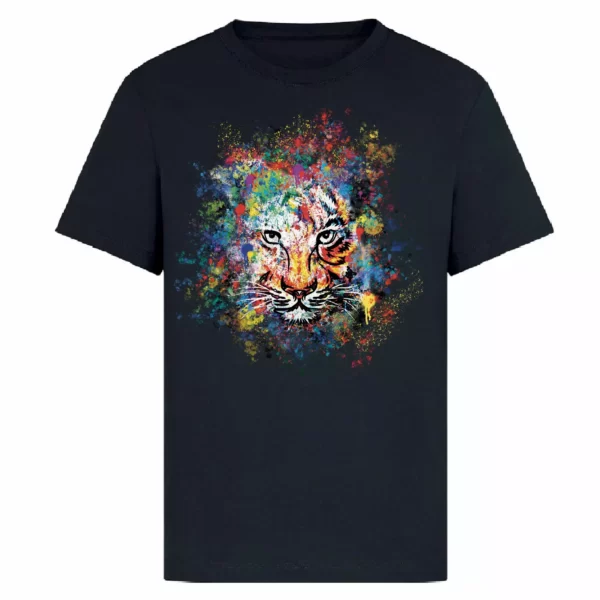 t- shirt in black colour with a print of panthera tigris