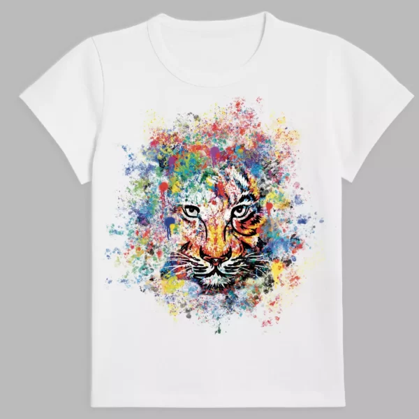 t- shirt in white colour with a print of panthera tigris