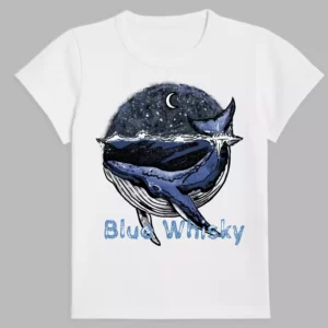 t-shirt in white colour with a blue whale print