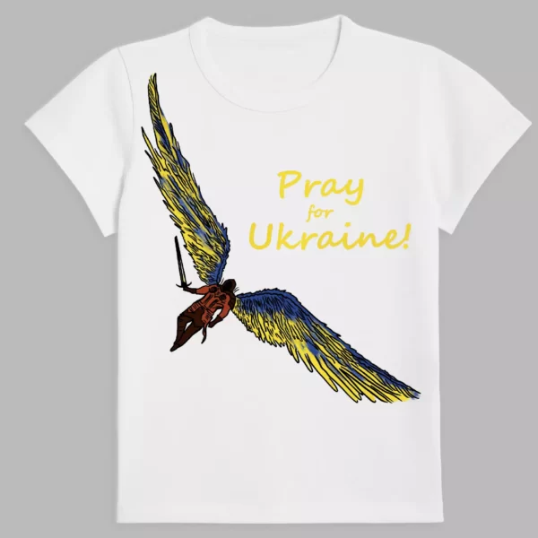 t-shirt in white colour with a print of angel of defender