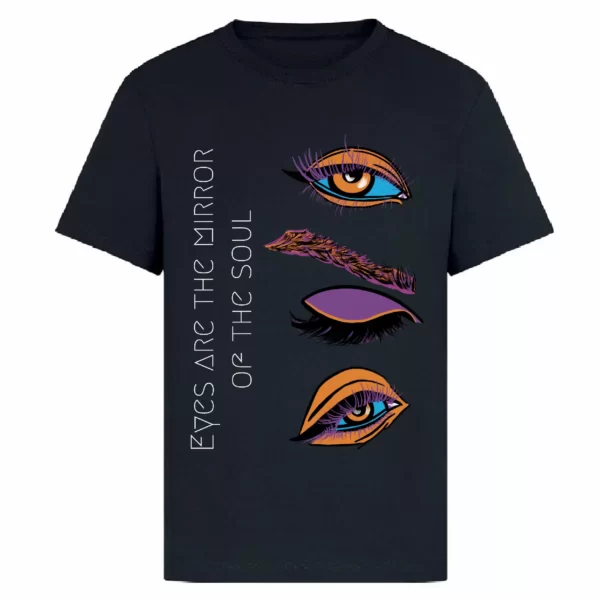 t-shirt in a black colour with a print of eyes