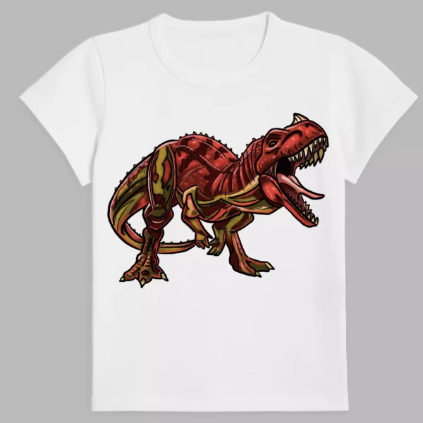 t-shirt in white colour with a print of tyrex