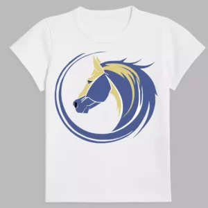 white t-shirt with a horse print