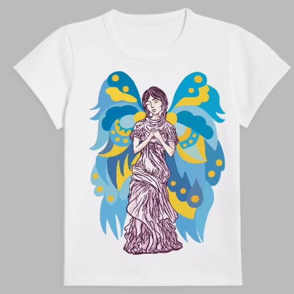 t-shirt in white colour with a unique print of ukrainian madonna