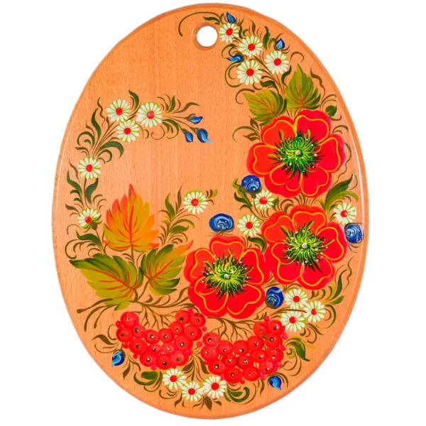 Kitchen Cutting Board With Petrykivka Painting #01