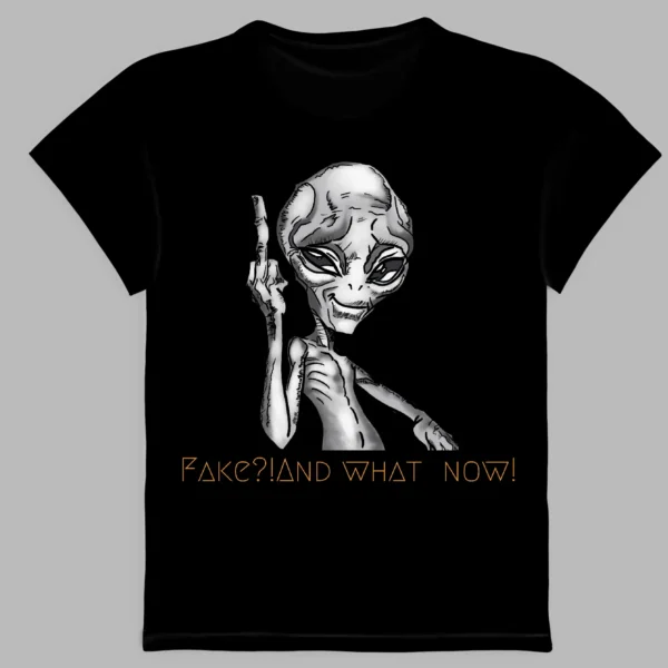 a black t-shirt with a print of the alien