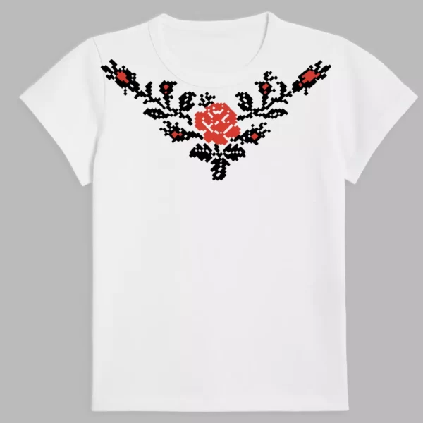 t-shirt in white colour with a print of ukrainian ornaments