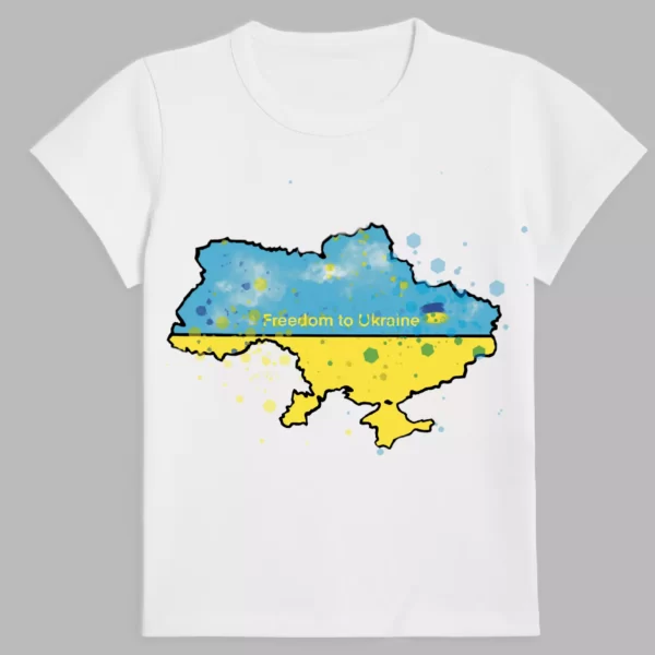 t-shirt in white colour with a print of ukrainian map