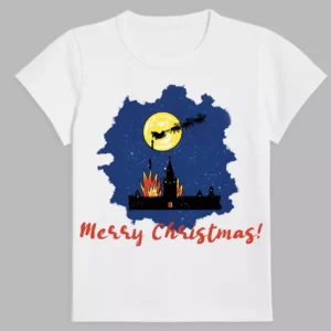 a white t-shirt with a merry christmas print