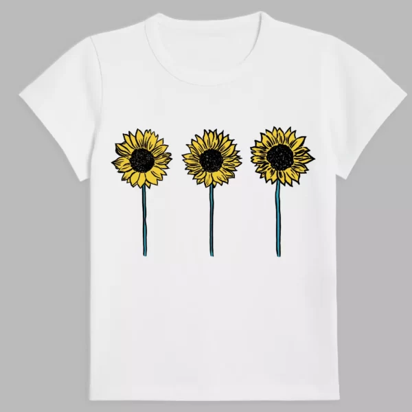 t-shirt in white colour with a yellow sunflowers print