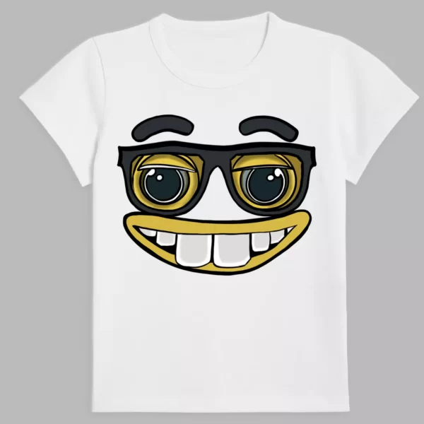 a white t-shirt with a print of smile