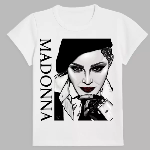 t-shirt in white colour with a print of the magnificent madonna