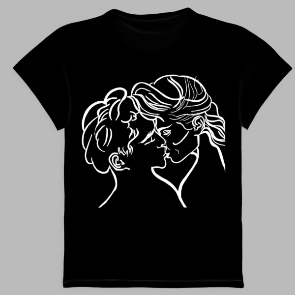 a black t-shirt with lovers print