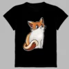a black t-shirt with a print of a little fox