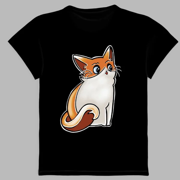 a black t-shirt with a print of a little fox