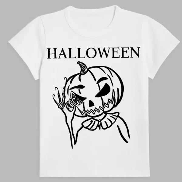 white t-shirt with halloween print