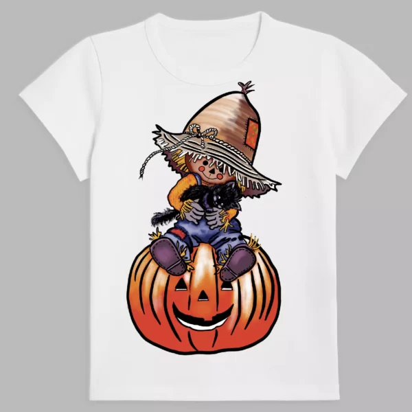 a white t-shirt with a print of pumpkin