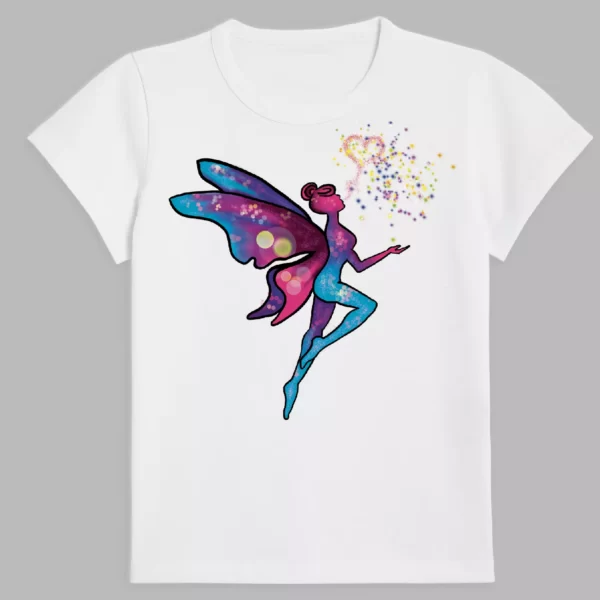 white t-shirt with a print of magic fairy