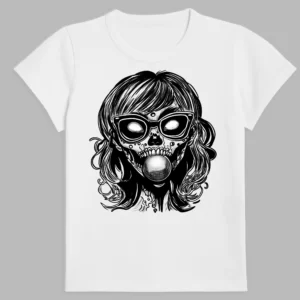 white t-shirt with monster girl print