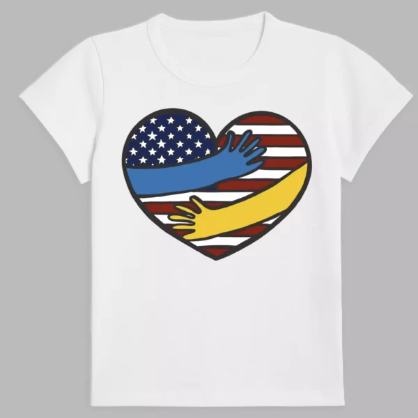 white t-shirt with the heart of united states print