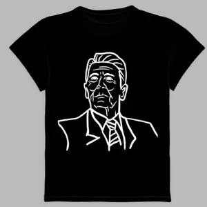 a black t-shirt with a print of the president of the united states