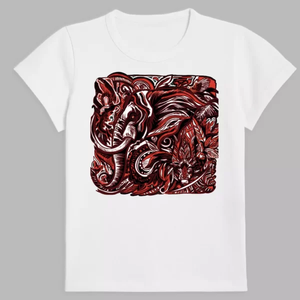 white t-shirt with a print of wild nature