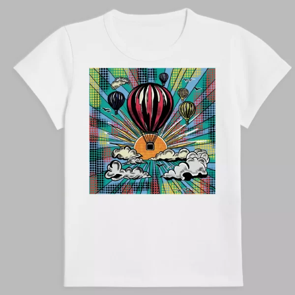 white t-shirt with a print of air flight