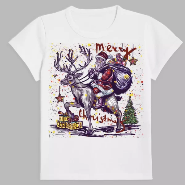 white t-shirt with merry christmas print