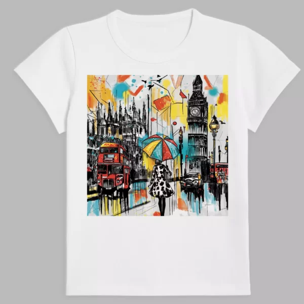 white t-shirt with london print