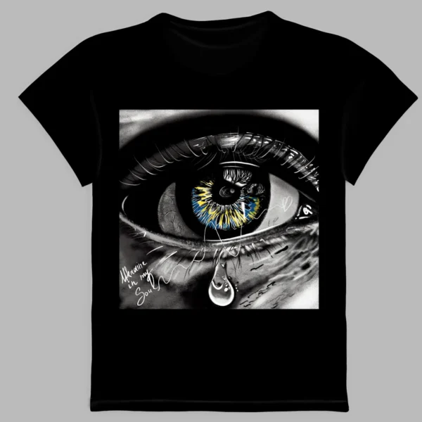 black t-shirt with eye print