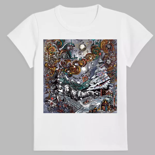 white t-shirt with christmas tale
