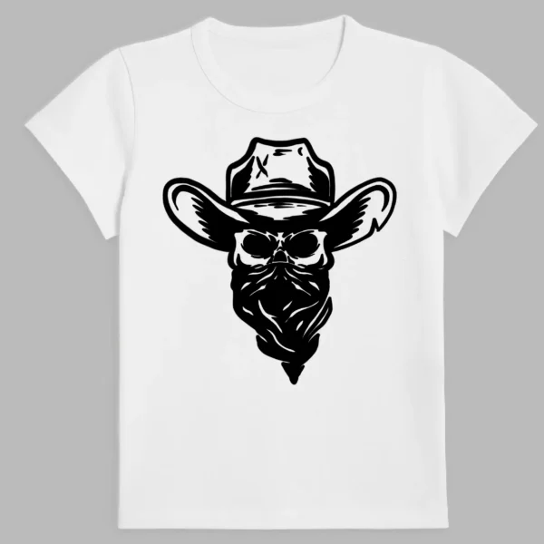 white t-shirt with cowboy hat print