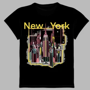 black t-shirt with new york print