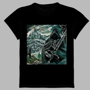 black t-shirt with spirit of the castle print