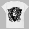 white t-shirt with feminine style print