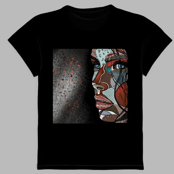 black t-shirt with an autumn portrait