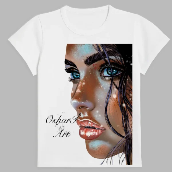 white t-shirt with beautiful women's print