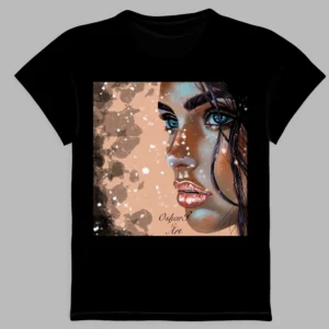 black t-shirt with beautiful women's print