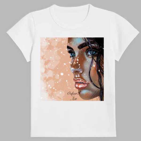 white t-shirt with beautiful women's print